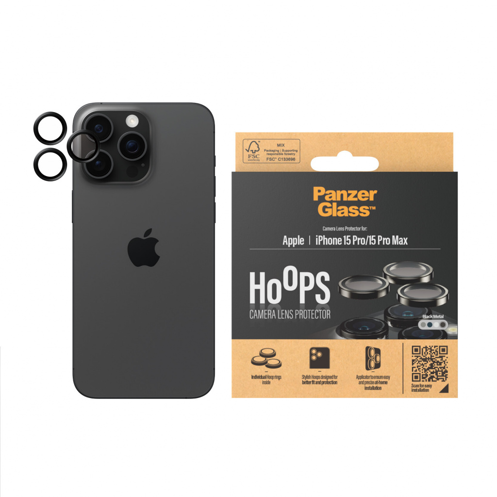 PanzerGlass ® Hoops® Metal Camera Lens Protector Black iPhone 15 Pro | 15 Pro Max Doorzichtige schermbeschermer Apple 1 stuk(s) - Afbeelding 2