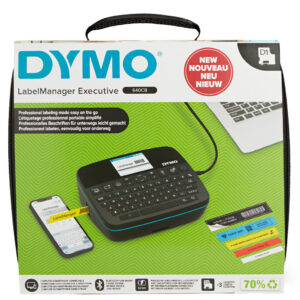 DYMO LabelManager Executive 640 CB draagbare labelprinterkit met draagtas en 3 labelcassettes | compacte QWERTY-labelmaker | Blu