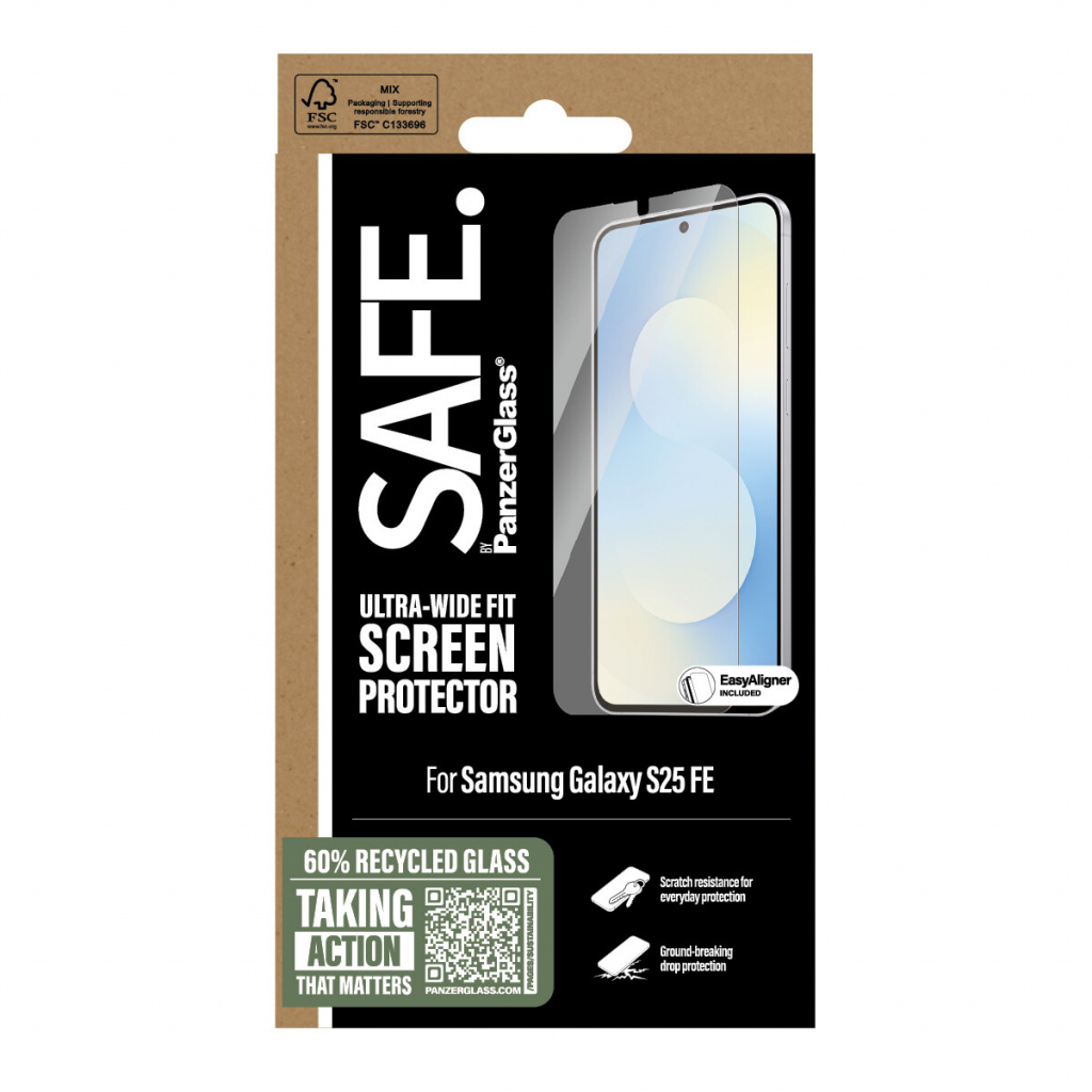 PanzerGlass SAFE. by ® Screen Protector Samsung Galaxy S25 FE 5G | Ultra-Wide Fit w. EasyAligner Doorzichtige schermbeschermer 1 - Afbeelding 3