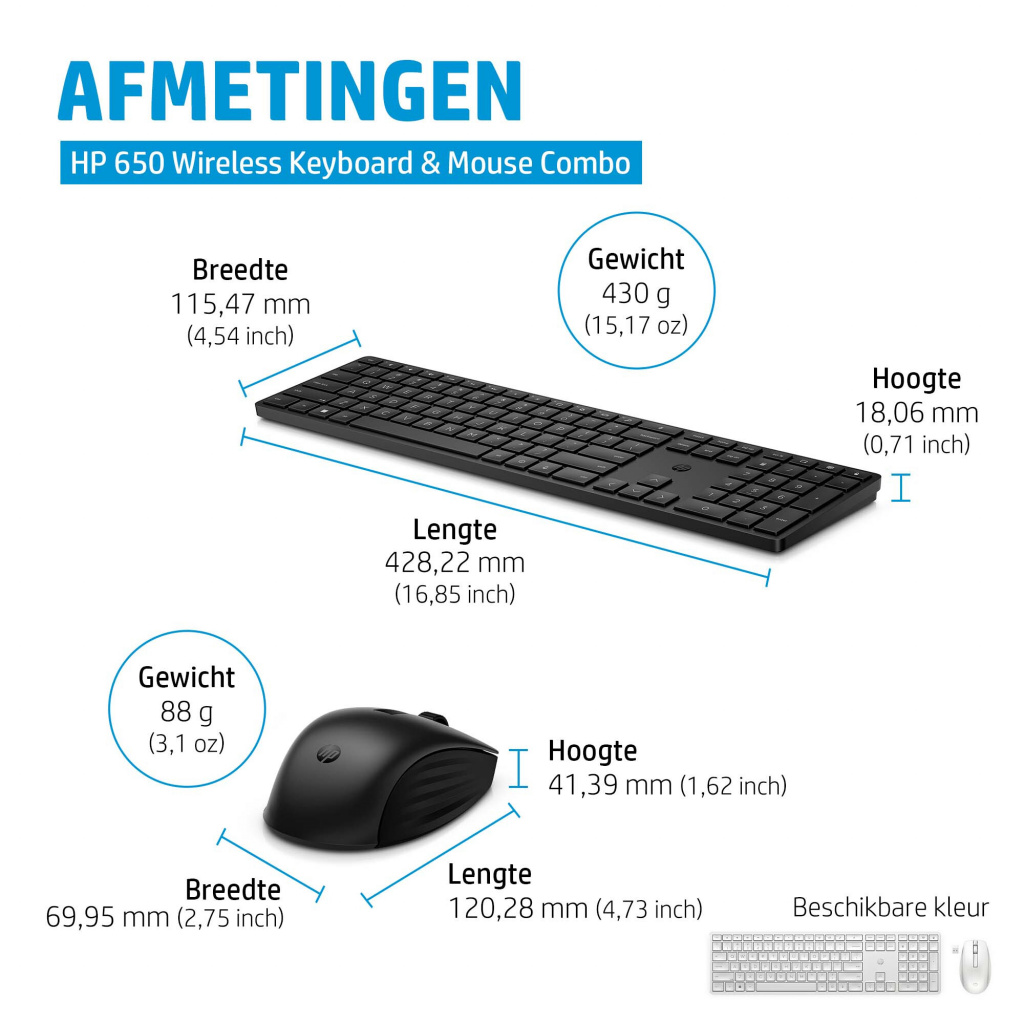 HP 650 draadloze toetsenbord- en muiscombinatie - Afbeelding 5