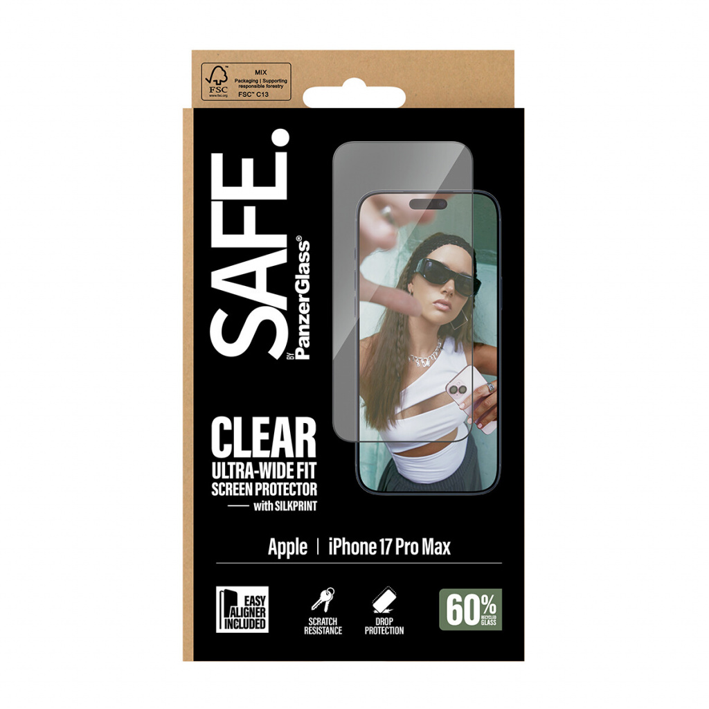 PanzerGlass SAFE. by ® Screen Protector w. Black Frame iPhone 17 Pro Max | Ultra-Wide Fit w. EasyAligner Doorzichtige schermbesc - Afbeelding 3