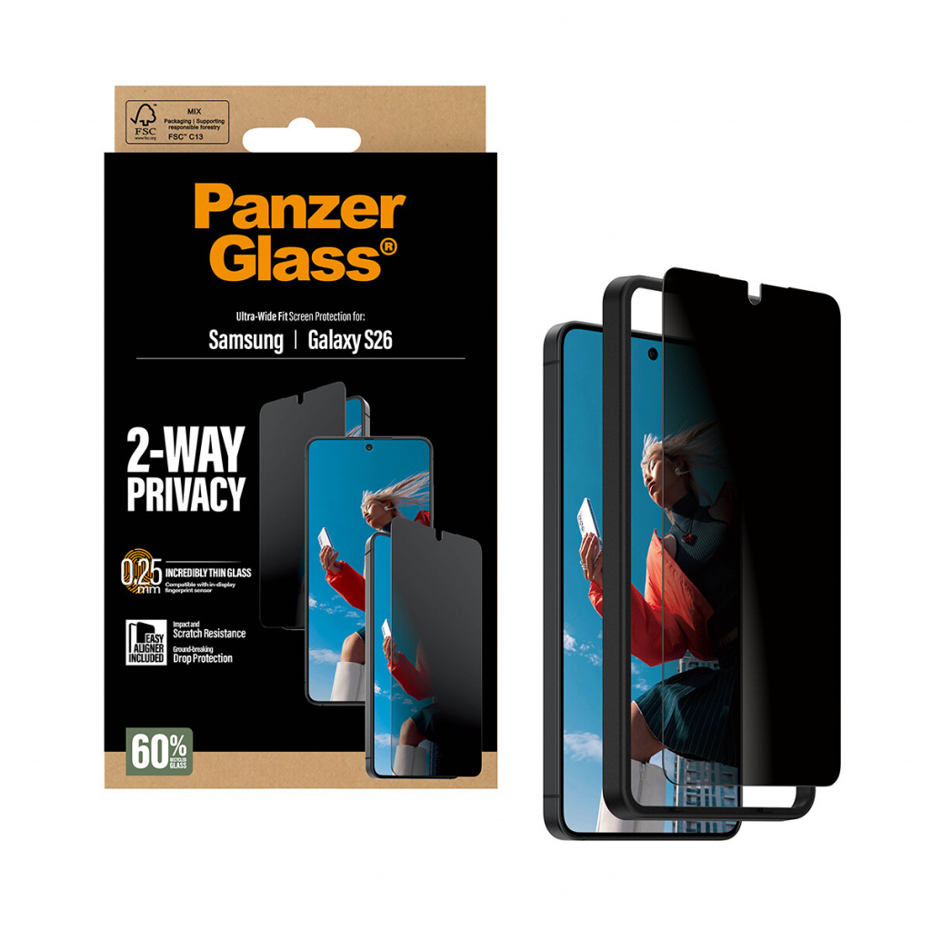 PanzerGlass ® 2-Way Privacy Screen Protector Samsung Galaxy S26 | Ultra-Wide Fit w. EasyAligner Doorzichtige schermbeschermer 1 - Afbeelding 6
