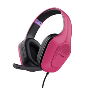 Trust GXT 415P Zirox Gaming Headset - Bedrade gamingheadset – Opklapbare microfoon – 50 mm drivers – Roze