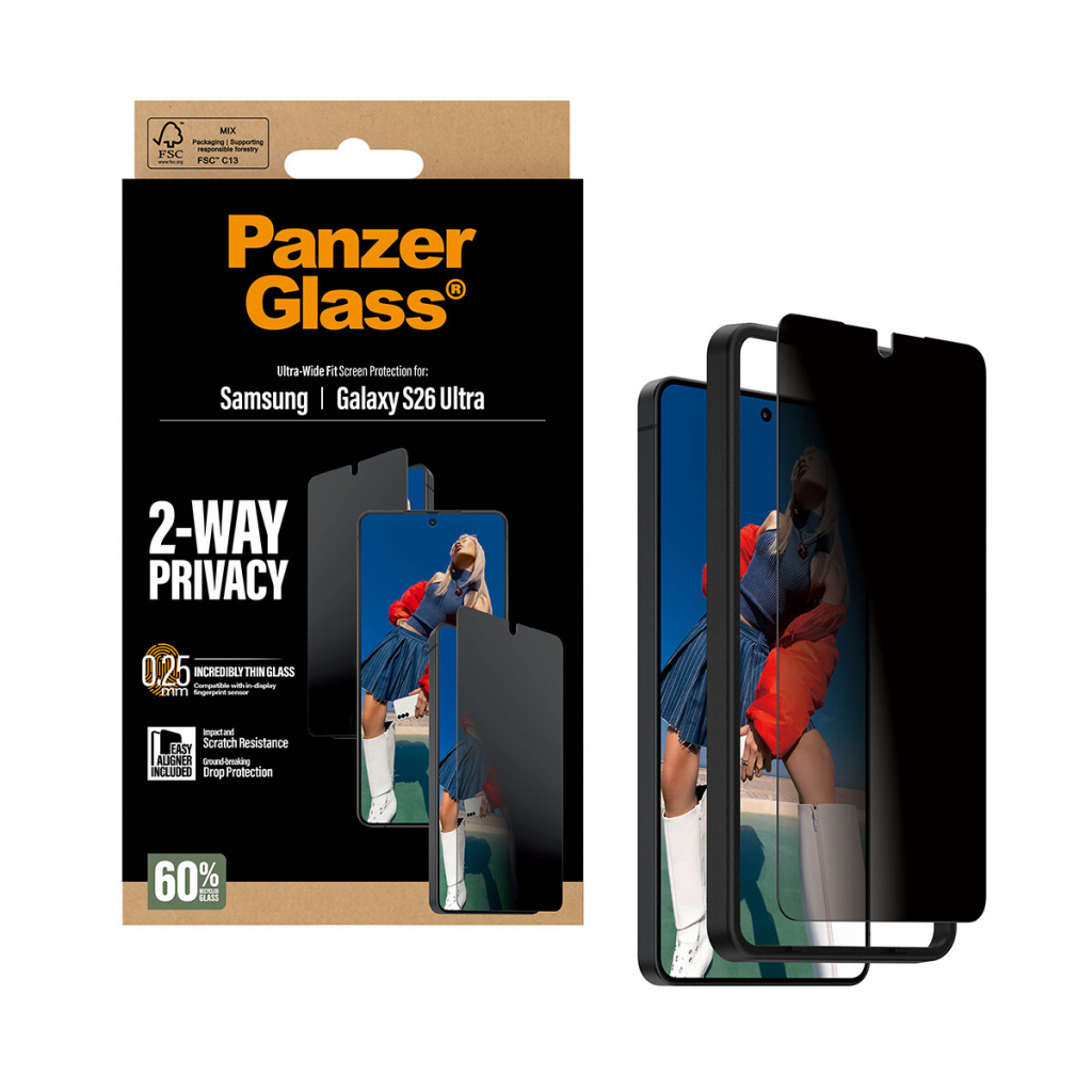 PanzerGlass ® 2-Way Privacy Screen Protector Samsung Galaxy S26 Ultra | Ultra-Wide Fit w. EasyAligner Doorzichtige schermbescher - Afbeelding 6
