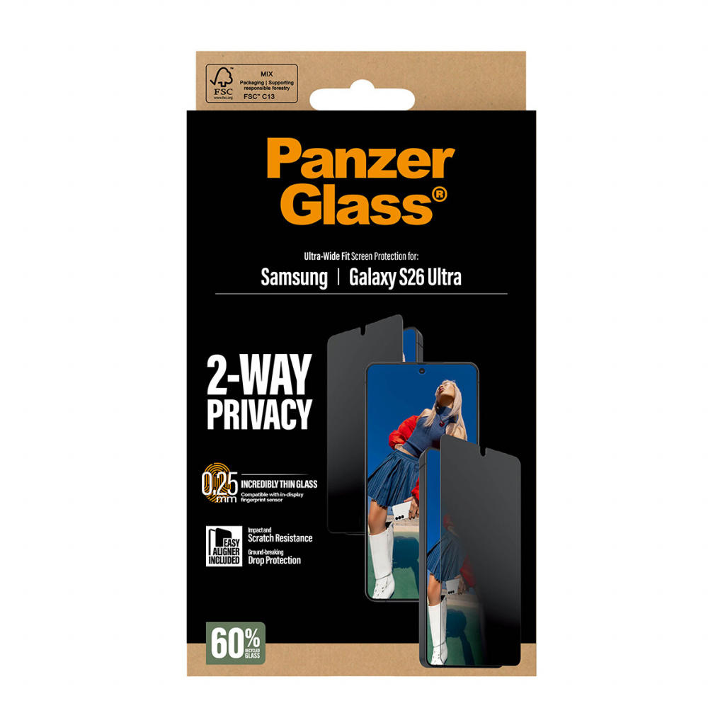 PanzerGlass ® 2-Way Privacy Screen Protector Samsung Galaxy S26 Ultra | Ultra-Wide Fit w. EasyAligner Doorzichtige schermbescher - Afbeelding 5