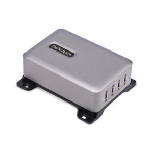 StarTech.com 4-Port Multi-Device USB-C Oplader, Totaal 240W, Single Port 140W EPR, PD 3.1, Poorten met Schroefvergrendeling, Ide
