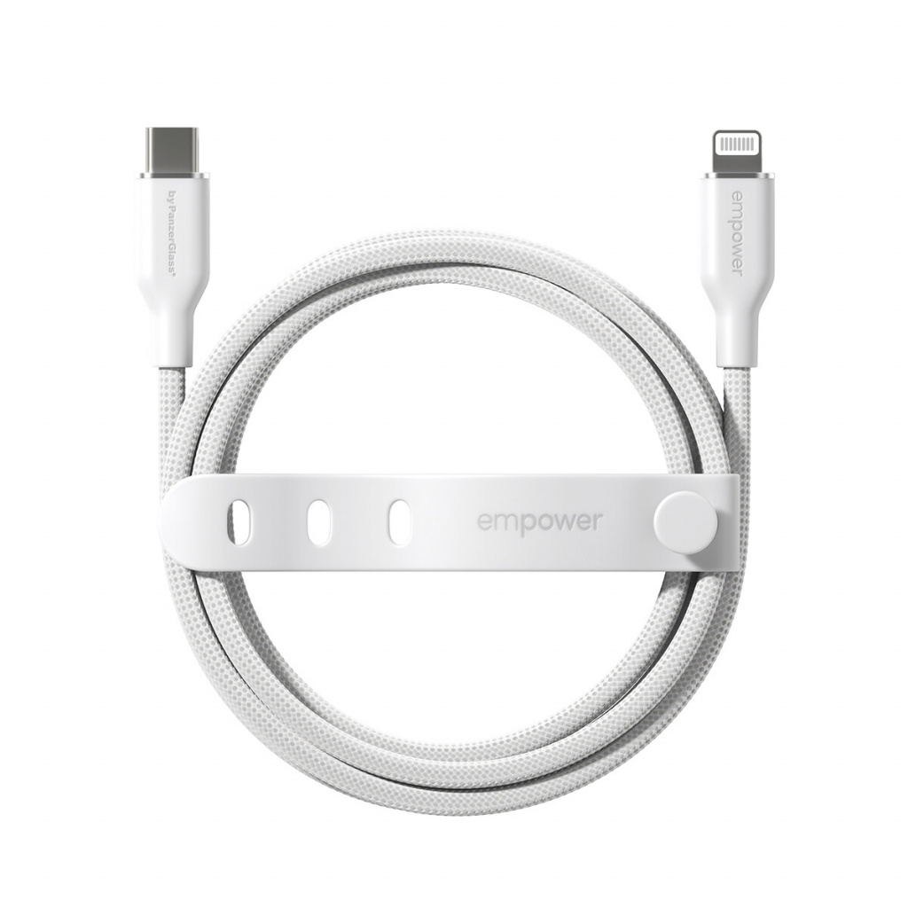 PanzerGlass empower™ by ® Racing 60W USB-C to Lightning Cable | USB 2.0 | 1.2M | Silver White USB-kabel Wit - Afbeelding 4