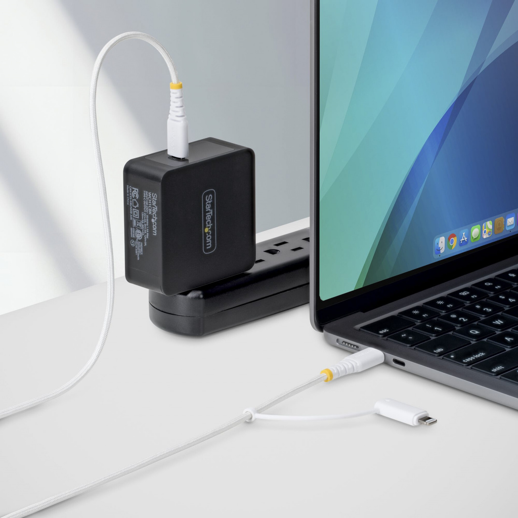 StarTech.com 1m 2-in-1 Robuuste USB-C Oplaadkabel met Lightning Adapter, 30W/60W, Apple MFi Gecertificeerd, Gevlochten USB C Laa - Afbeelding 5