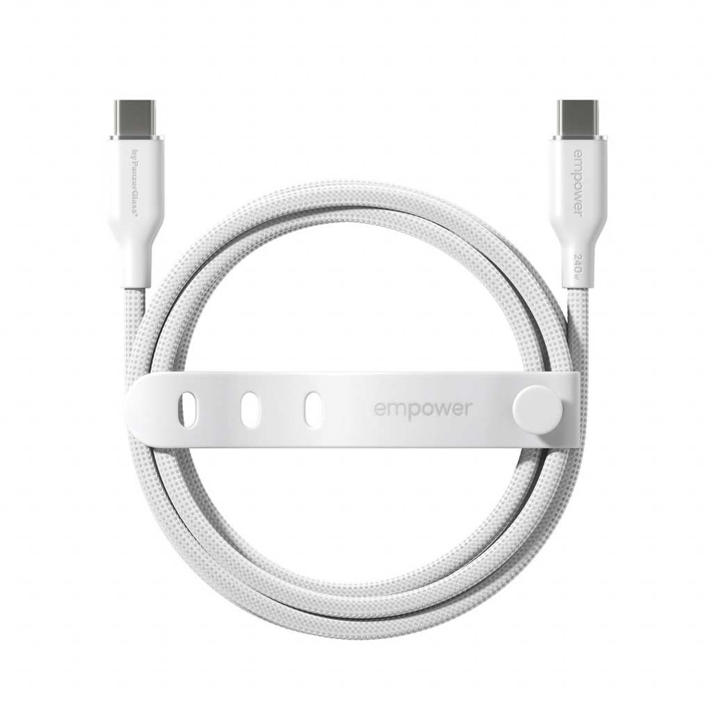 PanzerGlass empower™ by ® Racing 240W USB-C to USB-C Cable | USB 2.0 | 2M | Silver White USB-kabel Wit - Afbeelding 4