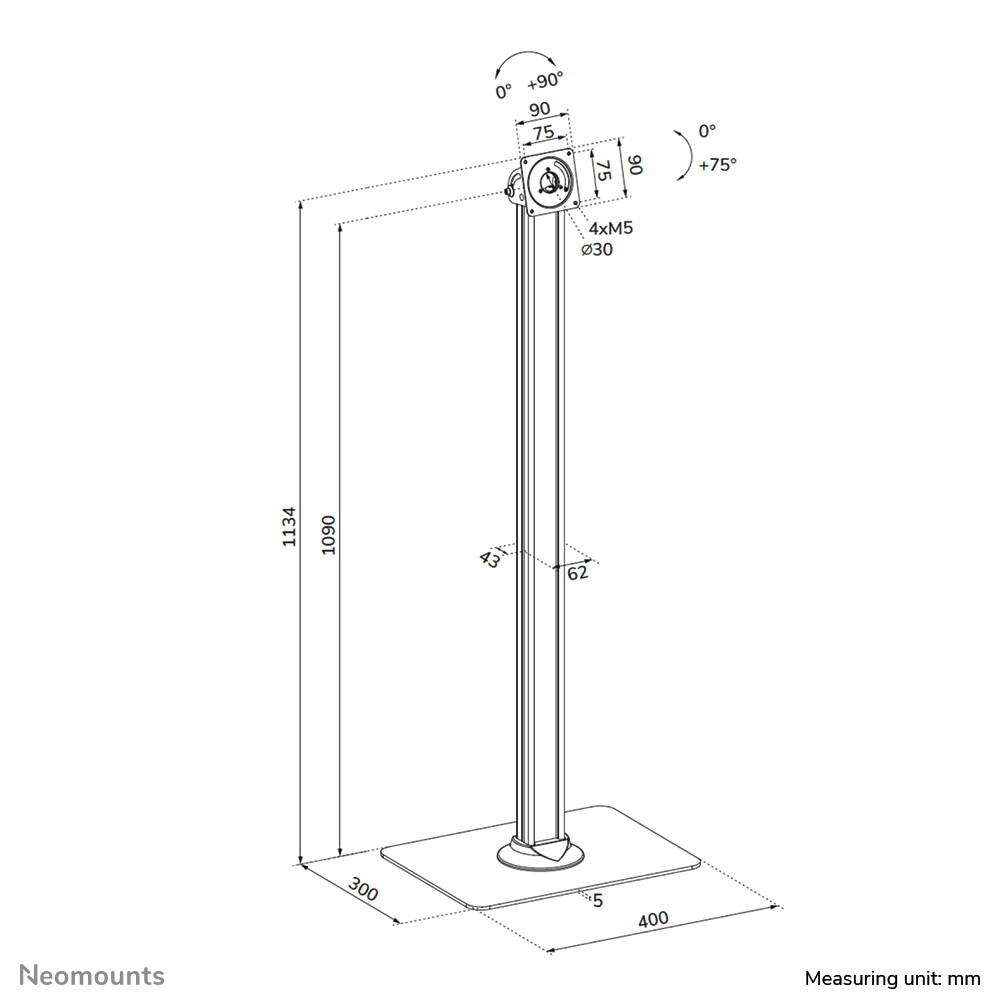 Neomounts FL15-627BL1 Tablet vloerstandaard - max 3 kg - Afbeelding 13