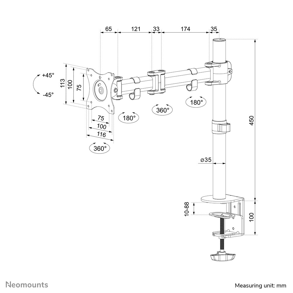 Neomounts NM-D135WHITE Monitorarm 10-30" - Afbeelding 7