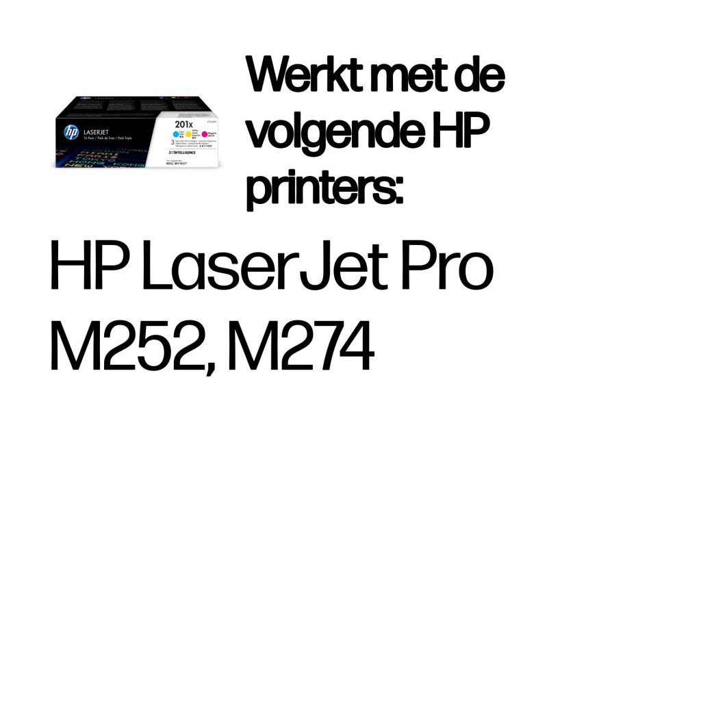 HP 201X originele high-capacity cyaan/magenta/gele LaserJet tonercartridges, 3-pack - Afbeelding 2