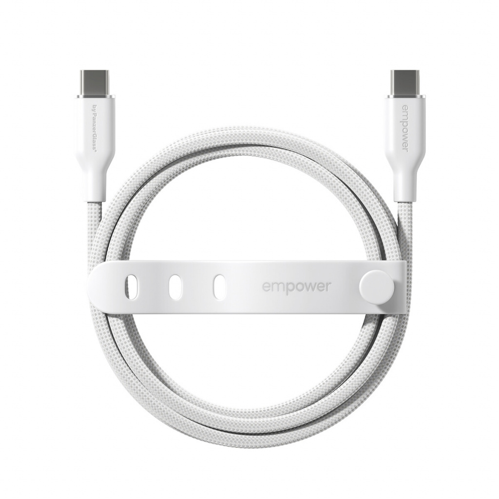 PanzerGlass empower™ by ® Racing 60W USB-C to USB-C Cable | USB 2.0 | 1.2M | Silver White USB-kabel Wit - Afbeelding 4