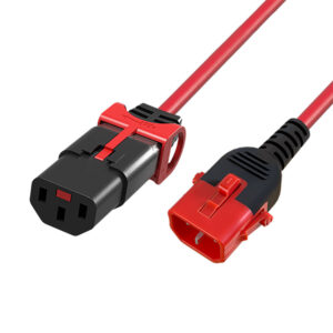 ACT Netsnoer C13 IEC Lock+ - C14 IEC Lock Dual Locking rood 1 m, PC3612
