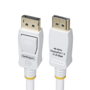 StarTech.com 1,8m VESA Gecertificeerde DisplayPort 1.2 Kabel, Wit, 4K 60Hz, 21.6Gbps, Vergrendelbare DP Connectors, DP 1.2 Displ