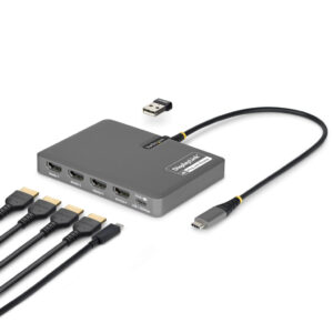 StarTech.com QUAD-USB-HDMI-ADAPT laptop dock & poortreplicator Bedraad USB 3.2 Gen 1 (3.1 Gen 1) Type-C Grijs