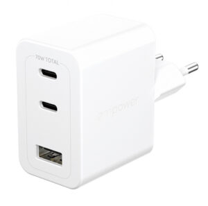 PanzerGlass empower™ by ® Turbo 70W Multiple Charger incl. 2 x USB-C + USB-A | EU Plug | Silver White Smartphone Wit AC Snel opl