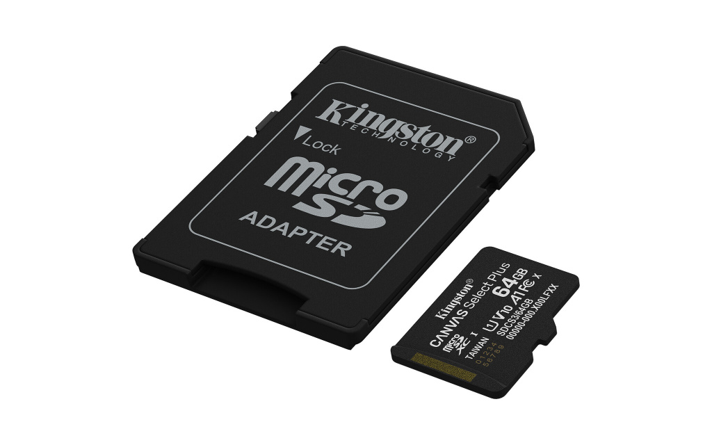 Kingston Technology 64GB microSDXC Canvas Select Plus Gen3 100MB/s A1 kaart + adapter - Afbeelding 2