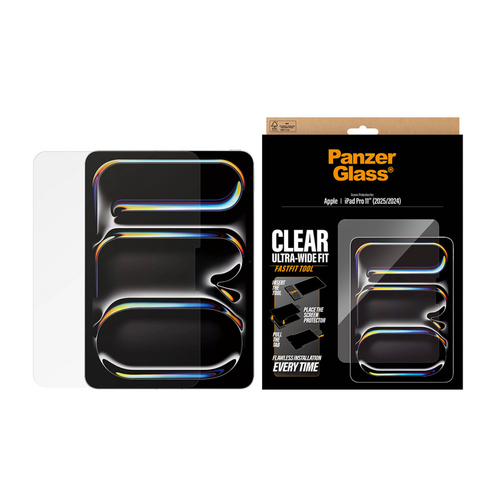 PanzerGlass ® Screen Protector iPad Pro 11" (2024-2025) | Ultra-Wide Fit w. Fastfit tool Doorzichtige schermbeschermer Apple 1 s - Afbeelding 2