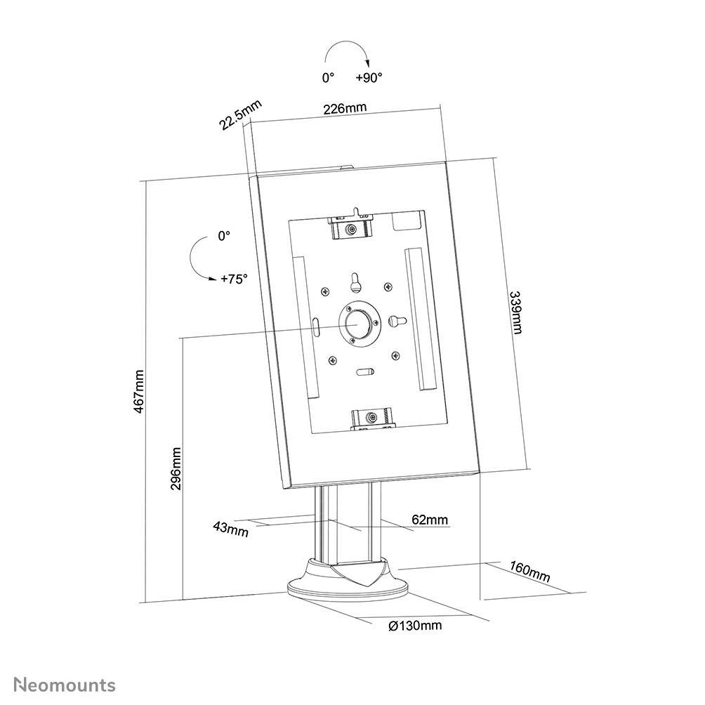 Neomounts DS15-640WH1 Tablet standaard bureau 9.7-11" - vergrendelbaar - Afbeelding 18