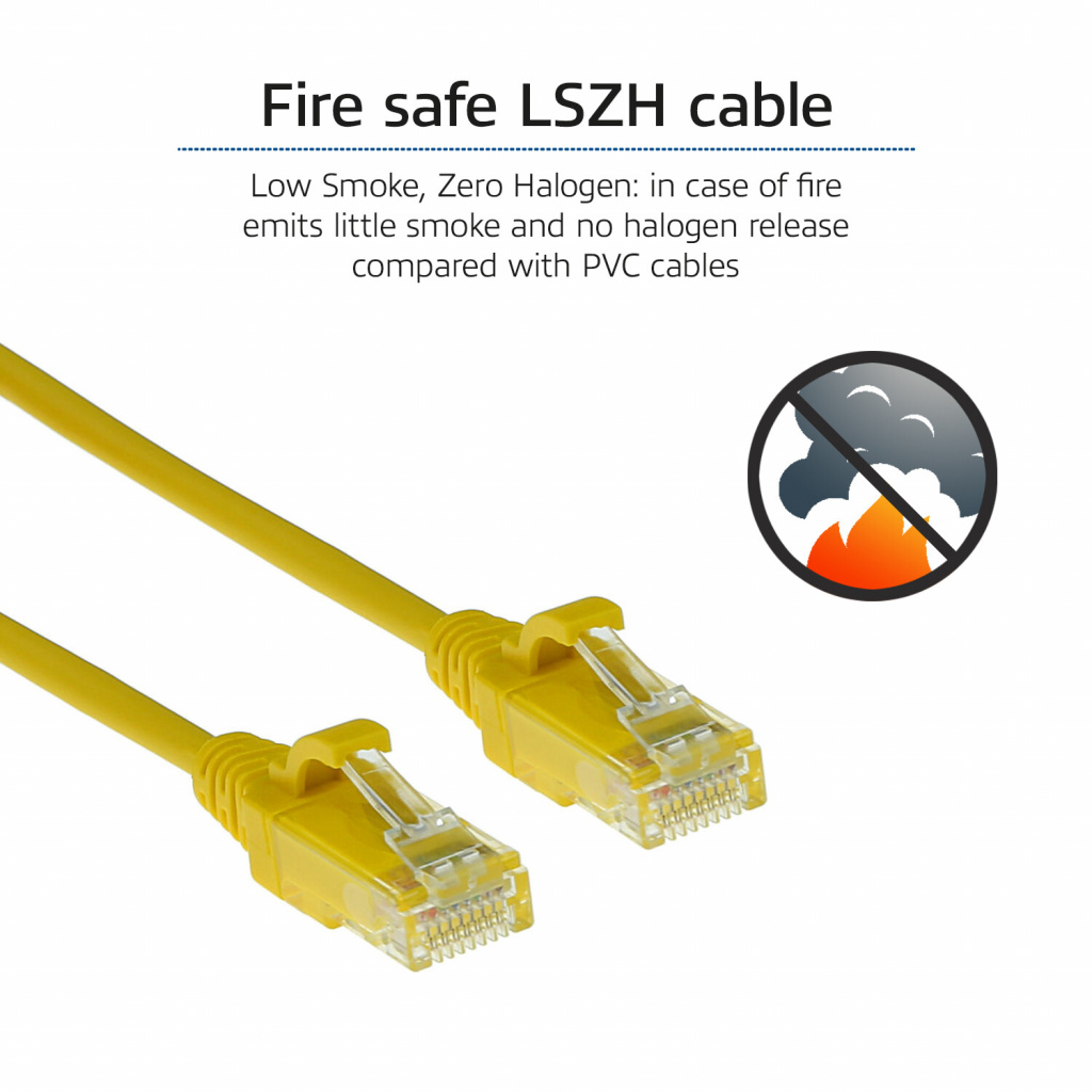 ACT Gele 1 meter LSZH U/UTP CAT6 datacenter slimline patchkabel snagless met RJ45 connectoren - Afbeelding 7