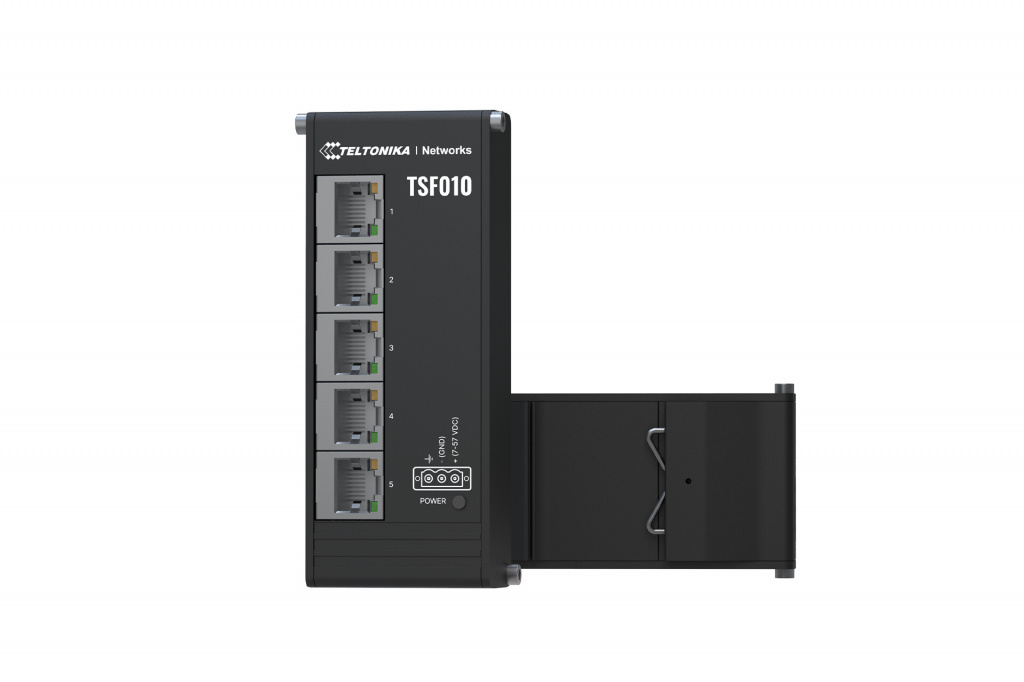 Teltonika NETWORKS TSF010 Flat Ethernet Switch Unmanaged Fast Ethernet (10/100) DIN rail Zwart
