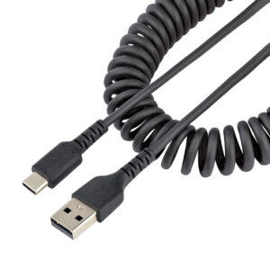 StarTech.com 50cm USB-A naar USB-C Laadkabel, Robuuste Fast Charge & Sync Spiraalkabel, 3A, USB 2.0, TPE Mantel en Aramidevezels