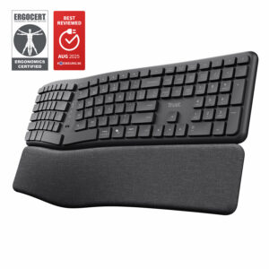 Trust Keyra Ergonomisch Draadloos Toetsenbord - Ergonomisch toetsenbord – USB en Bluetooth verbinding – QWERTY US International
