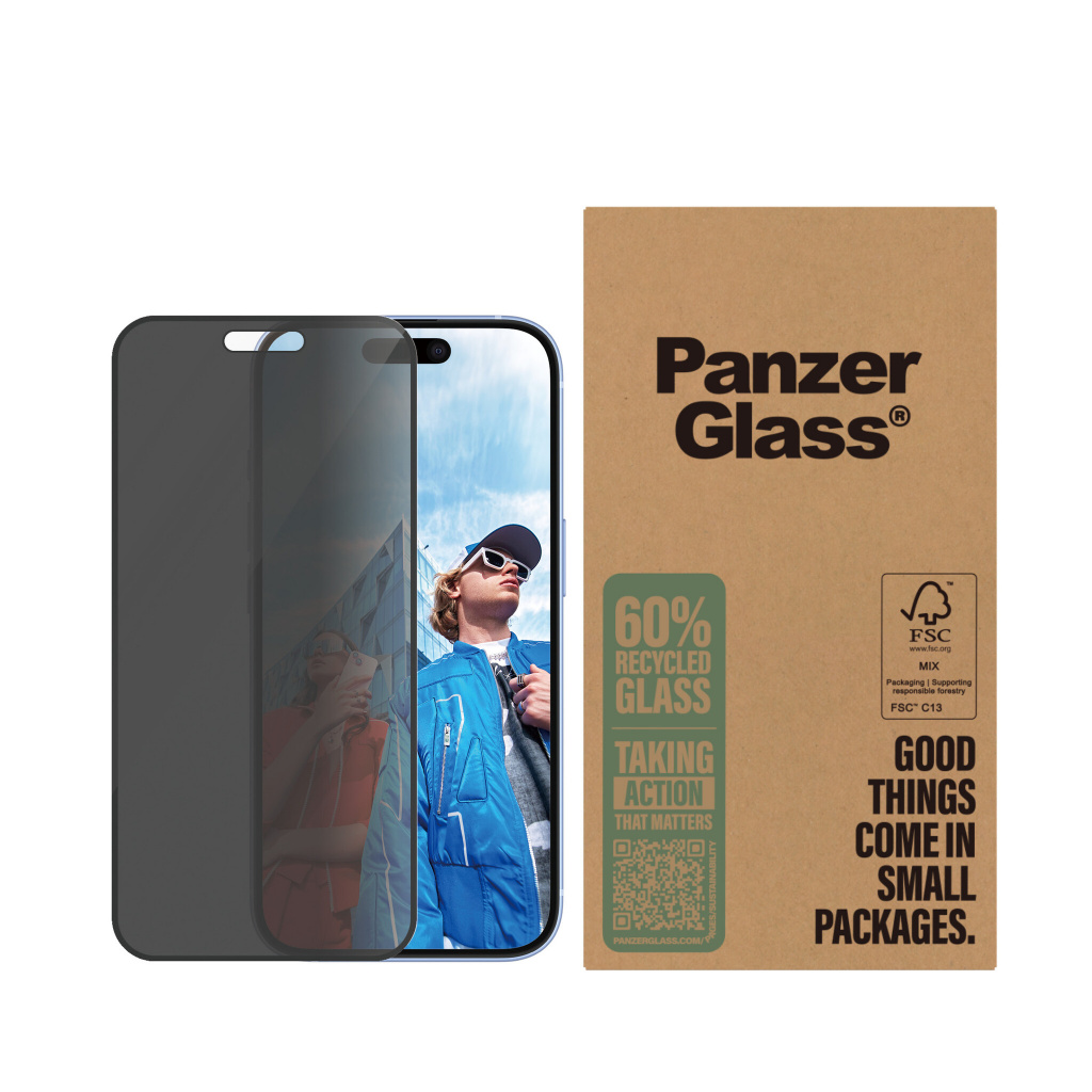 PanzerGlass ® 2-Way Privacy Screen Protector iPhone 16 | 15 | Ultra-Wide Fit | Bulk Doorzichtige schermbeschermer Apple 50 stuk( - Afbeelding 2