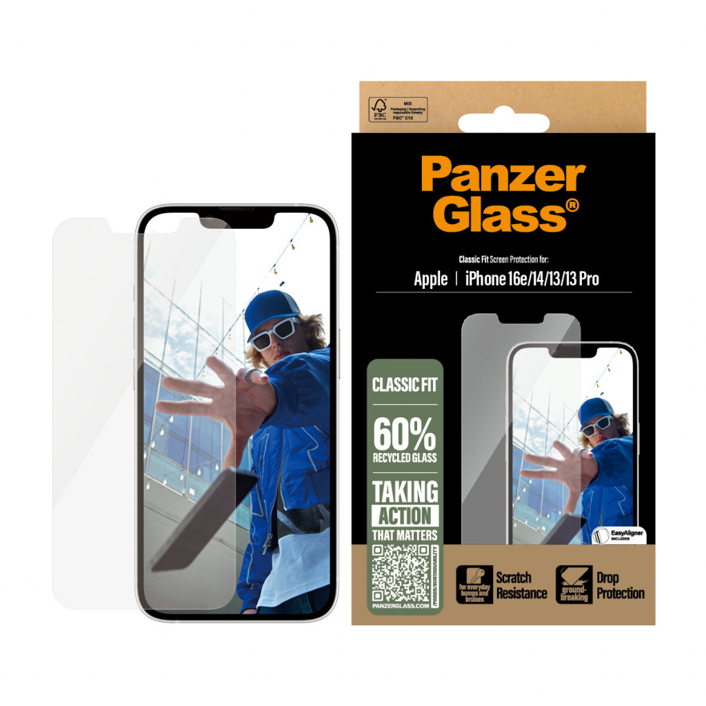 PanzerGlass ® Screen Protector iPhone 17e | 16e | 14 | 13 | 13 Pro | Classic Fit w. EasyAligner Doorzichtige schermbeschermer Ap - Afbeelding 2