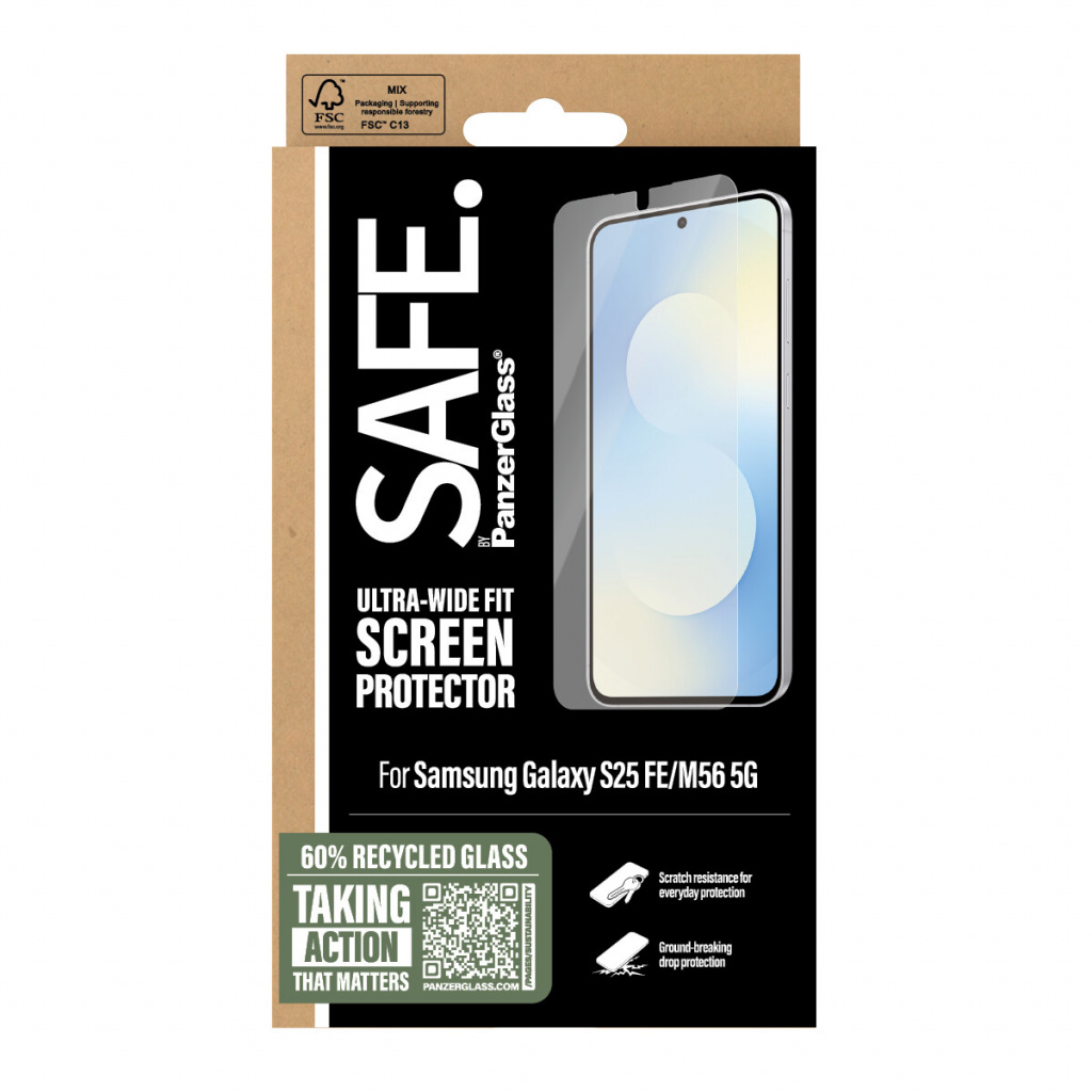 PanzerGlass SAFE. by ® Screen Protector Samsung Galaxy S25 FE 5G | M56 5G | Ultra-Wide Fit Doorzichtige schermbeschermer 1 stuk( - Afbeelding 3