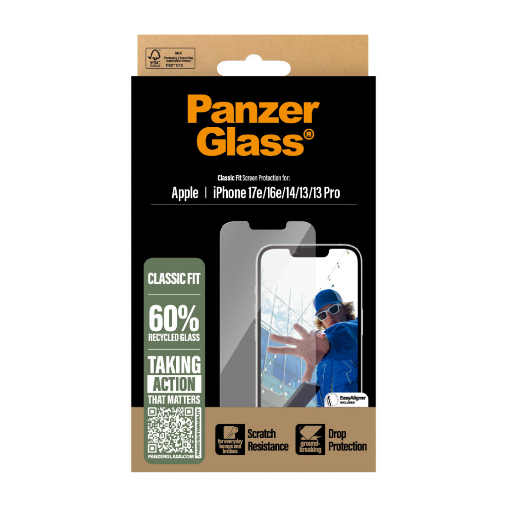 PanzerGlass ® Screen Protector iPhone 17e | 16e | 14 | 13 | 13 Pro | Classic Fit w. EasyAligner Doorzichtige schermbeschermer Ap - Afbeelding 4