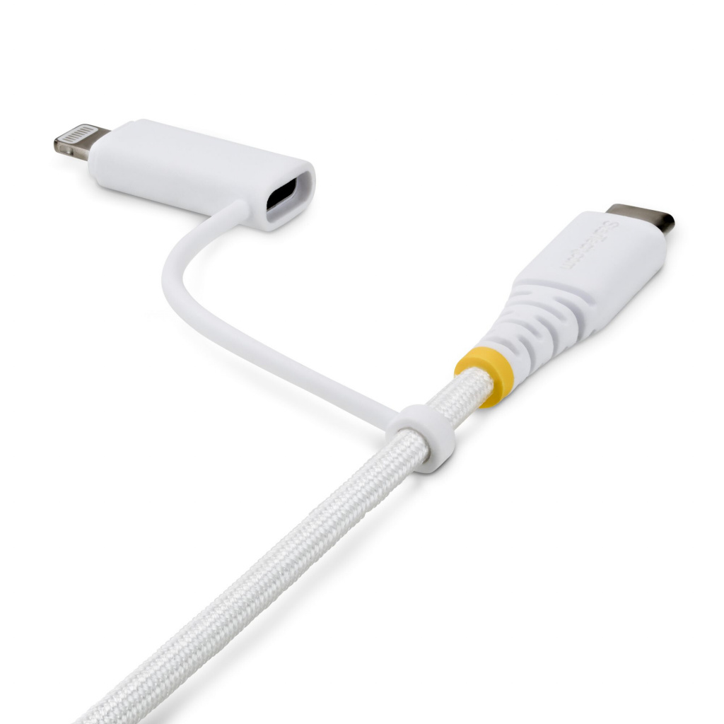 StarTech.com 1m 2-in-1 Robuuste USB-C Oplaadkabel met Lightning Adapter, 30W/60W, Apple MFi Gecertificeerd, Gevlochten USB C Laa - Afbeelding 2