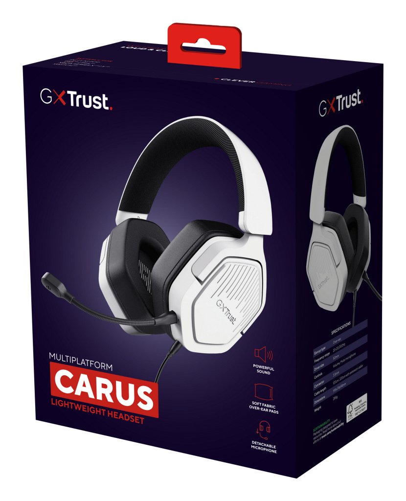 Trust GXT 492W Carus Gaming Headset - Bedrade gamingheadset – Afneembare microfoon – Over-ear ontwerp – Wit - Afbeelding 8