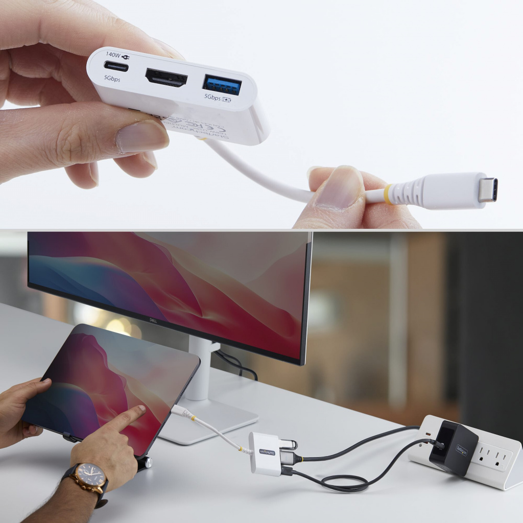 StarTech.com USB-C naar HDMI Multiport Adapter met 140W PD Charging, 4K 60Hz HDMI, USB 5Gbps Hub, Mini Dock voor MacBook / Dell - Afbeelding 4