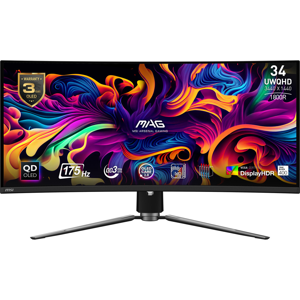 MSI MAG 341CQP QD-OLED computer monitor 86,4 cm (34") 3440 x 1440 Pixels UltraWide Quad HD Zwart