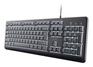 Trust Primo Verlicht Toetsenbord - Bedraad toetsenbord – Verlichte toetsen – QWERTY US-indeling – Zwart