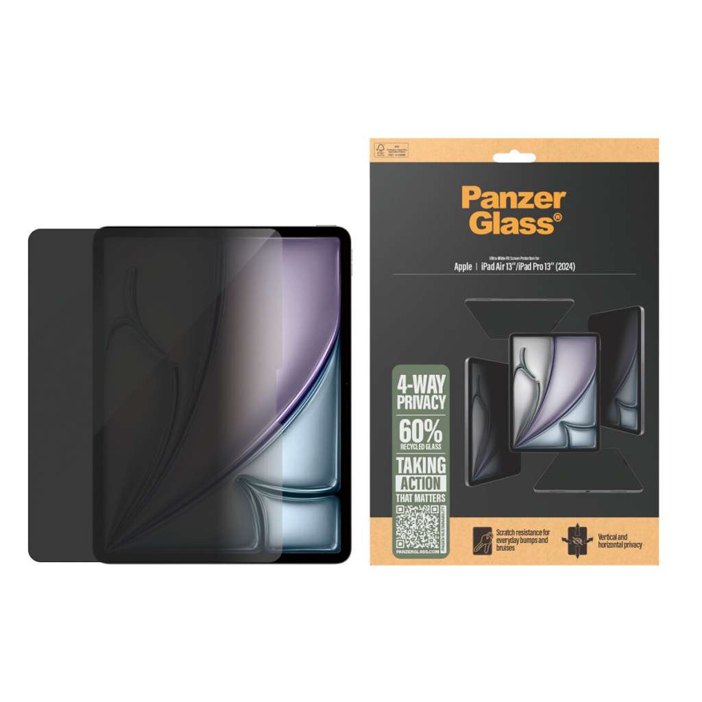 PanzerGlass ® 4-Way Privacy Screen Protector iPad Air 13" (2024-2025) | iPad 13" Pro (2024-2025) | Ultra-Wide Fit Doorzichtige s - Afbeelding 2