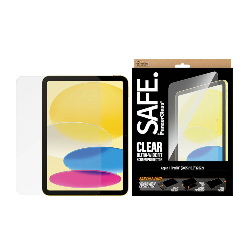 PanzerGlass SAFE. by ® Screen Protector iPad 11" (2025) | 10.9" (2022) | Ultra-Wide Fit w. Fastfit tool Doorzichtige schermbesch - Afbeelding 2