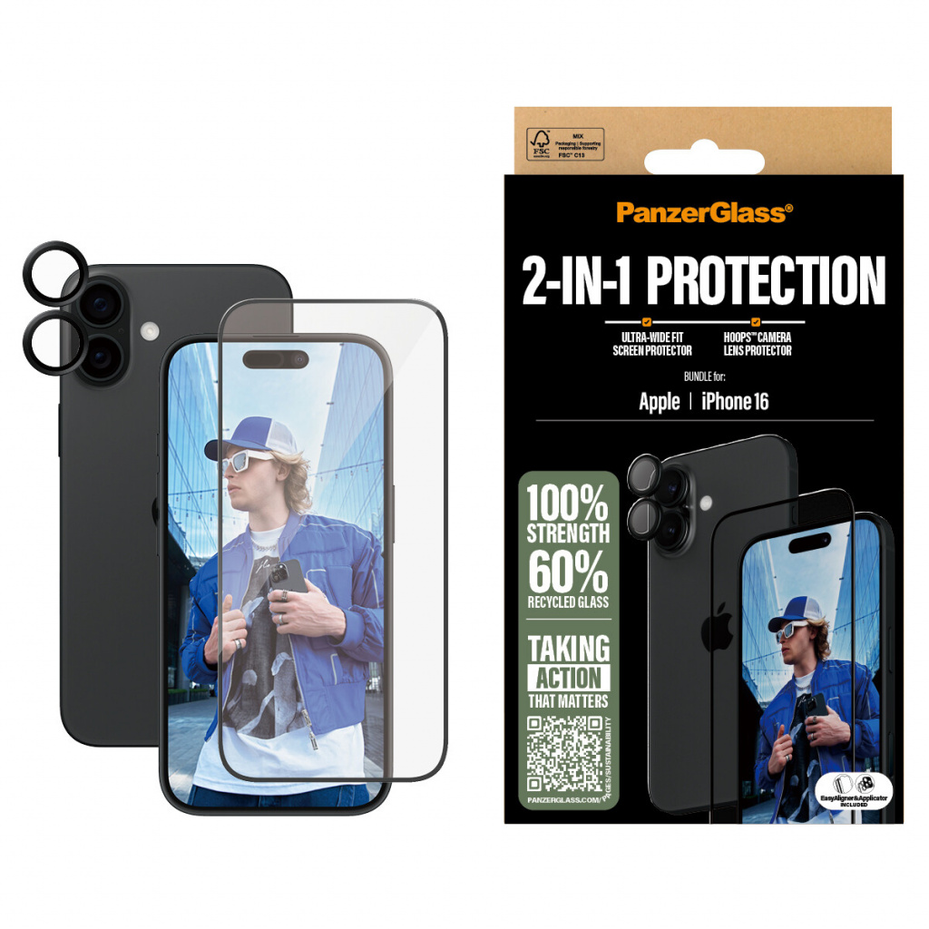 PanzerGlass ® 2-in-1 Bundle iPhone 16 Doorzichtige schermbeschermer Apple 1 stuk(s) - Afbeelding 2