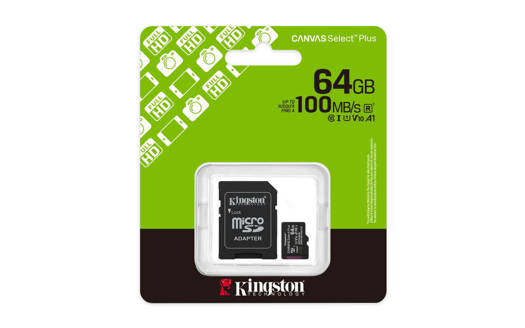 Kingston Technology 64GB microSDXC Canvas Select Plus Gen3 100MB/s A1 kaart + adapter - Afbeelding 5