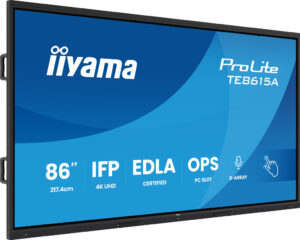 iiyama TE8615A-B2AG beeldkrant Kiosk-ontwerp 2,17 m (85.6") Wifi 550 cd/m² 4K Ultra HD Zwart Touchscreen Type processor Android