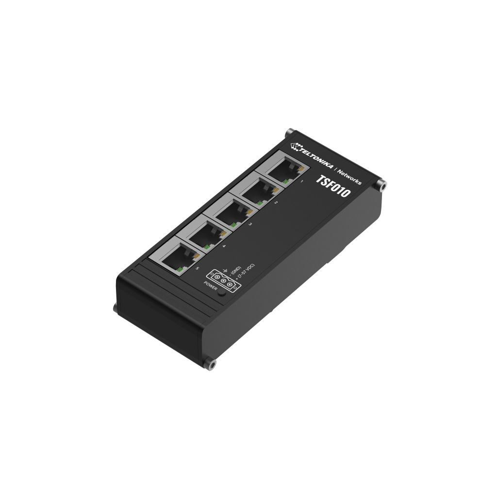 Teltonika NETWORKS TSF010 Flat Ethernet Switch Unmanaged Fast Ethernet (10/100) DIN rail Zwart - Afbeelding 2