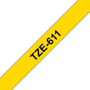 Brother TZE-611 labelprinter-tape Zwart op geel