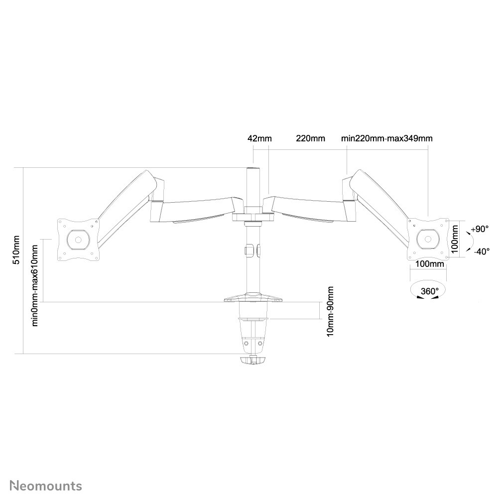 Neomounts FPMA-D950D Monitorarm 10-27" - gasveer - Afbeelding 3
