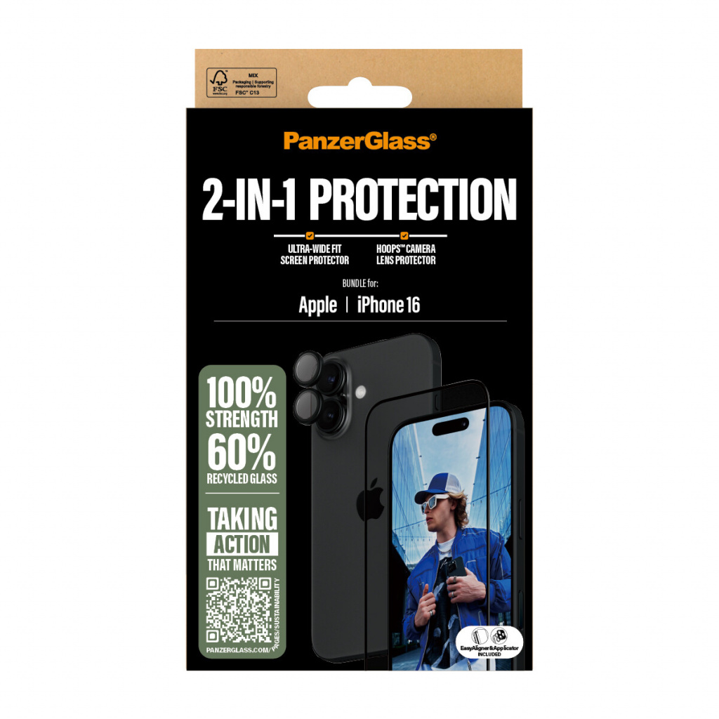 PanzerGlass ® 2-in-1 Bundle iPhone 16 Doorzichtige schermbeschermer Apple 1 stuk(s) - Afbeelding 3