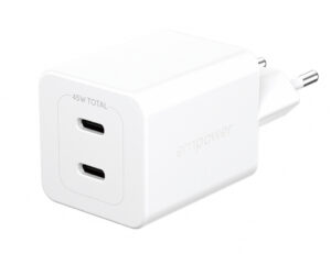 PanzerGlass empower™ by ® Turbo 45W Charger incl. 2 x USB-C | EU Plug | Silver White Smartphone Wit AC Snel opladen Binnen