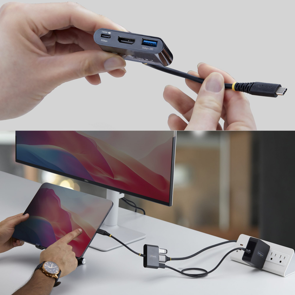 StarTech.com USB-C naar HDMI Multiport Adapter met 140W PD Charging, 4K 60Hz HDMI, USB 5Gbps Hub, Mini Dock voor MacBook / Dell - Afbeelding 4