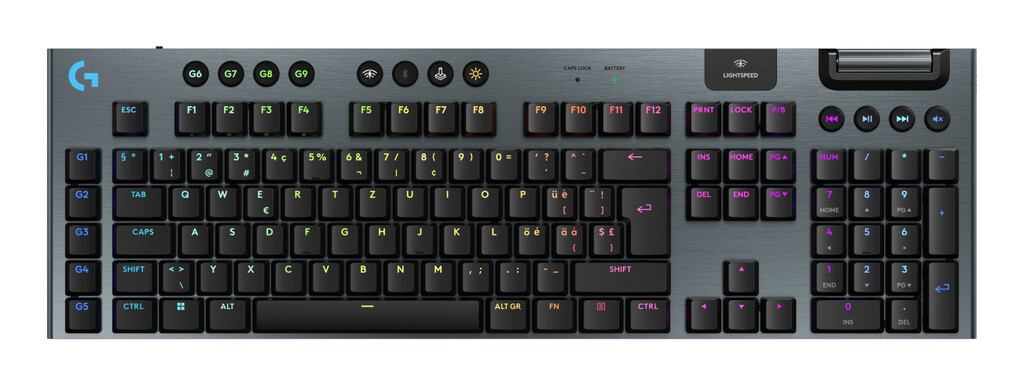 Logitech G G915 X Lightspeed toetsenbord Gamen USB + RF Wireless + Bluetooth QWERTZ Zwitsers Zwart