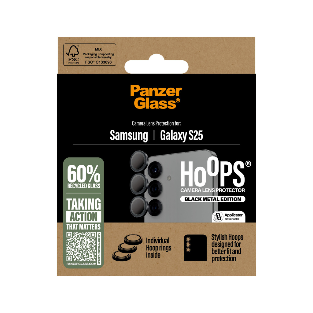 PanzerGlass ® Hoops® Camera Lens Protector Black Samsung Galaxy S25 Doorzichtige schermbeschermer 1 stuk(s) - Afbeelding 3